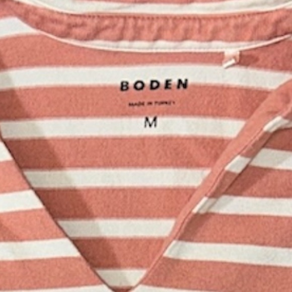 Boden Coral and White Striped Long Sleeve Tee - Picture 5 of 5